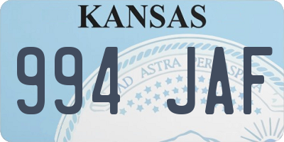 KS license plate 994JAF