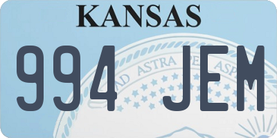 KS license plate 994JEM