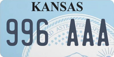 KS license plate 996AAA