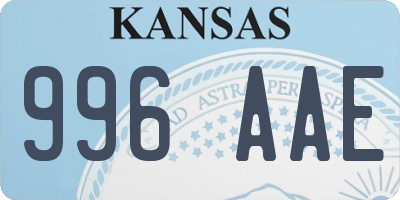 KS license plate 996AAE