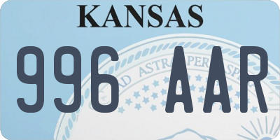 KS license plate 996AAR