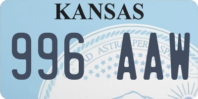 KS license plate 996AAW