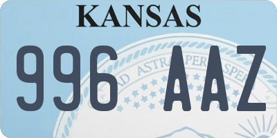 KS license plate 996AAZ