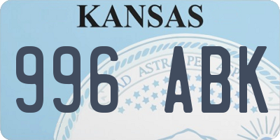 KS license plate 996ABK
