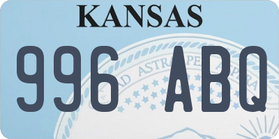 KS license plate 996ABQ
