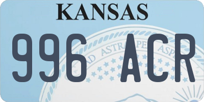 KS license plate 996ACR