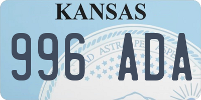 KS license plate 996ADA