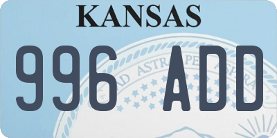 KS license plate 996ADD