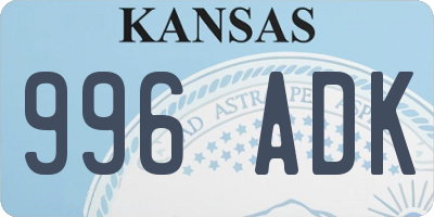 KS license plate 996ADK