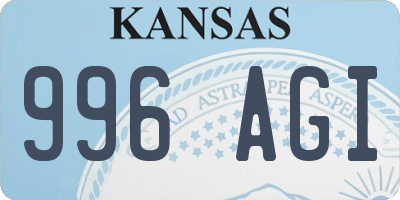 KS license plate 996AGI