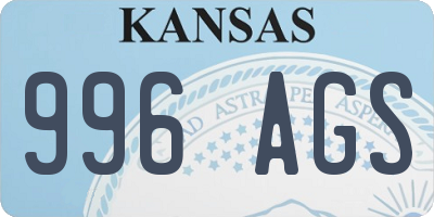 KS license plate 996AGS