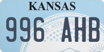 KS license plate 996AHB