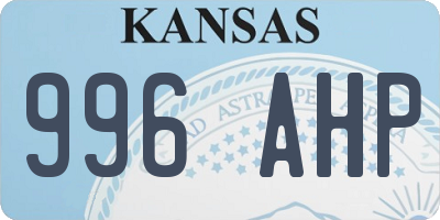 KS license plate 996AHP