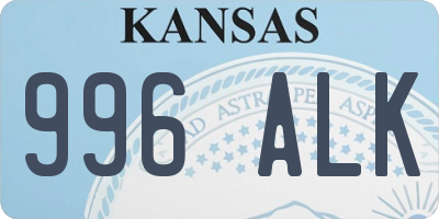 KS license plate 996ALK