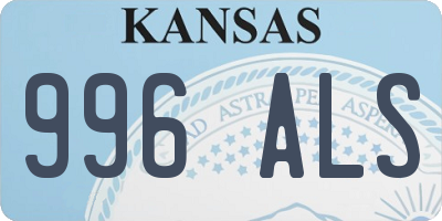 KS license plate 996ALS