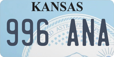 KS license plate 996ANA