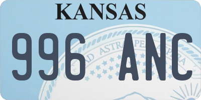 KS license plate 996ANC