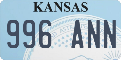 KS license plate 996ANN