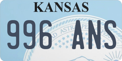 KS license plate 996ANS