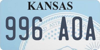 KS license plate 996AOA