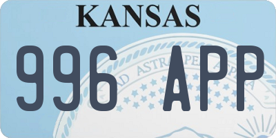 KS license plate 996APP