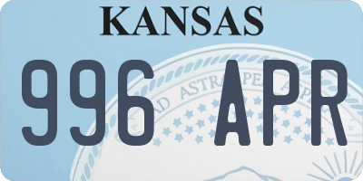 KS license plate 996APR