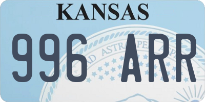 KS license plate 996ARR