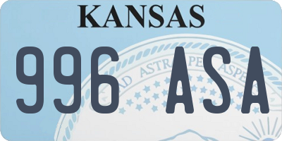 KS license plate 996ASA