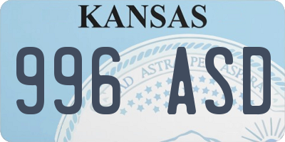 KS license plate 996ASD