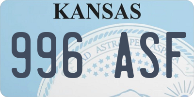 KS license plate 996ASF