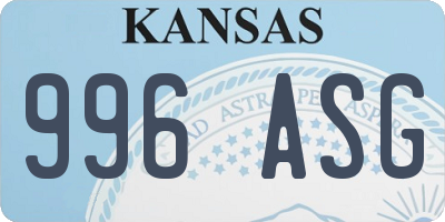 KS license plate 996ASG