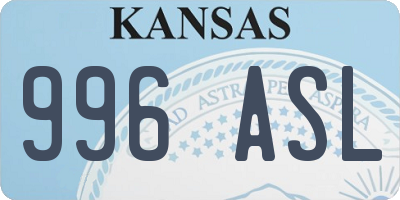 KS license plate 996ASL