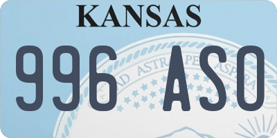 KS license plate 996ASO