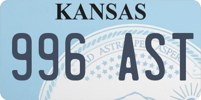 KS license plate 996AST