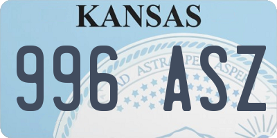 KS license plate 996ASZ