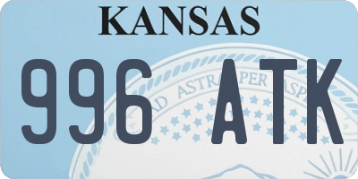 KS license plate 996ATK