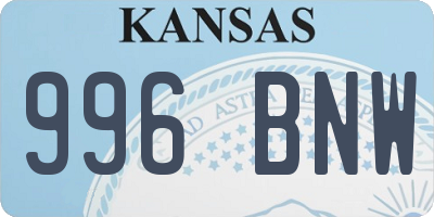 KS license plate 996BNW