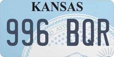 KS license plate 996BQR