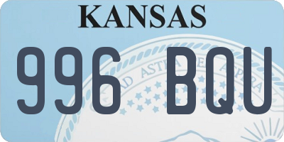KS license plate 996BQU