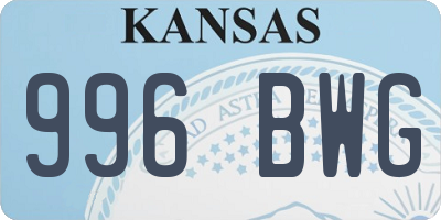 KS license plate 996BWG