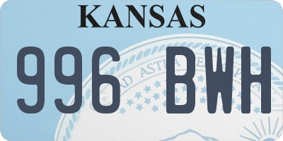 KS license plate 996BWH