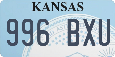 KS license plate 996BXU