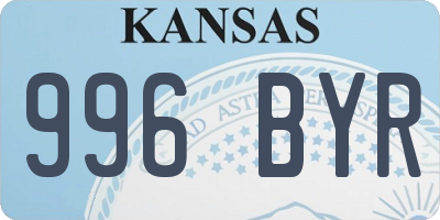 KS license plate 996BYR