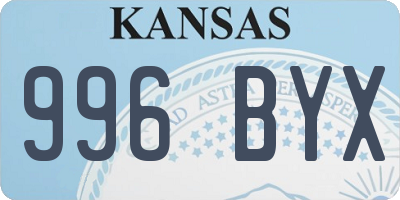 KS license plate 996BYX