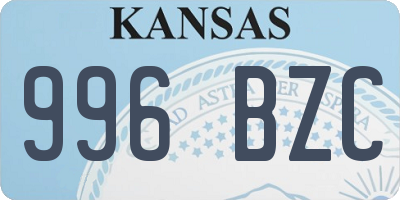 KS license plate 996BZC