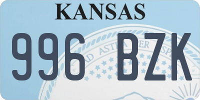 KS license plate 996BZK