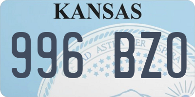 KS license plate 996BZO