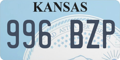 KS license plate 996BZP