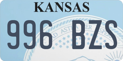 KS license plate 996BZS