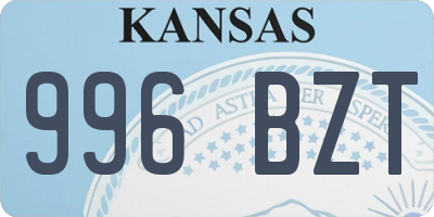 KS license plate 996BZT